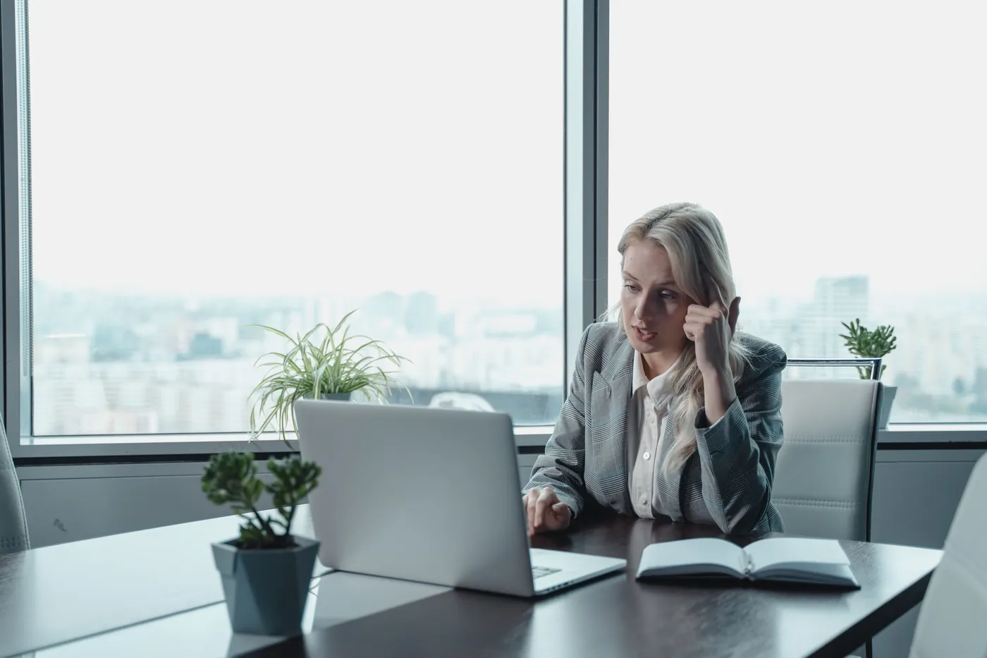 Professional taking part in an online video call